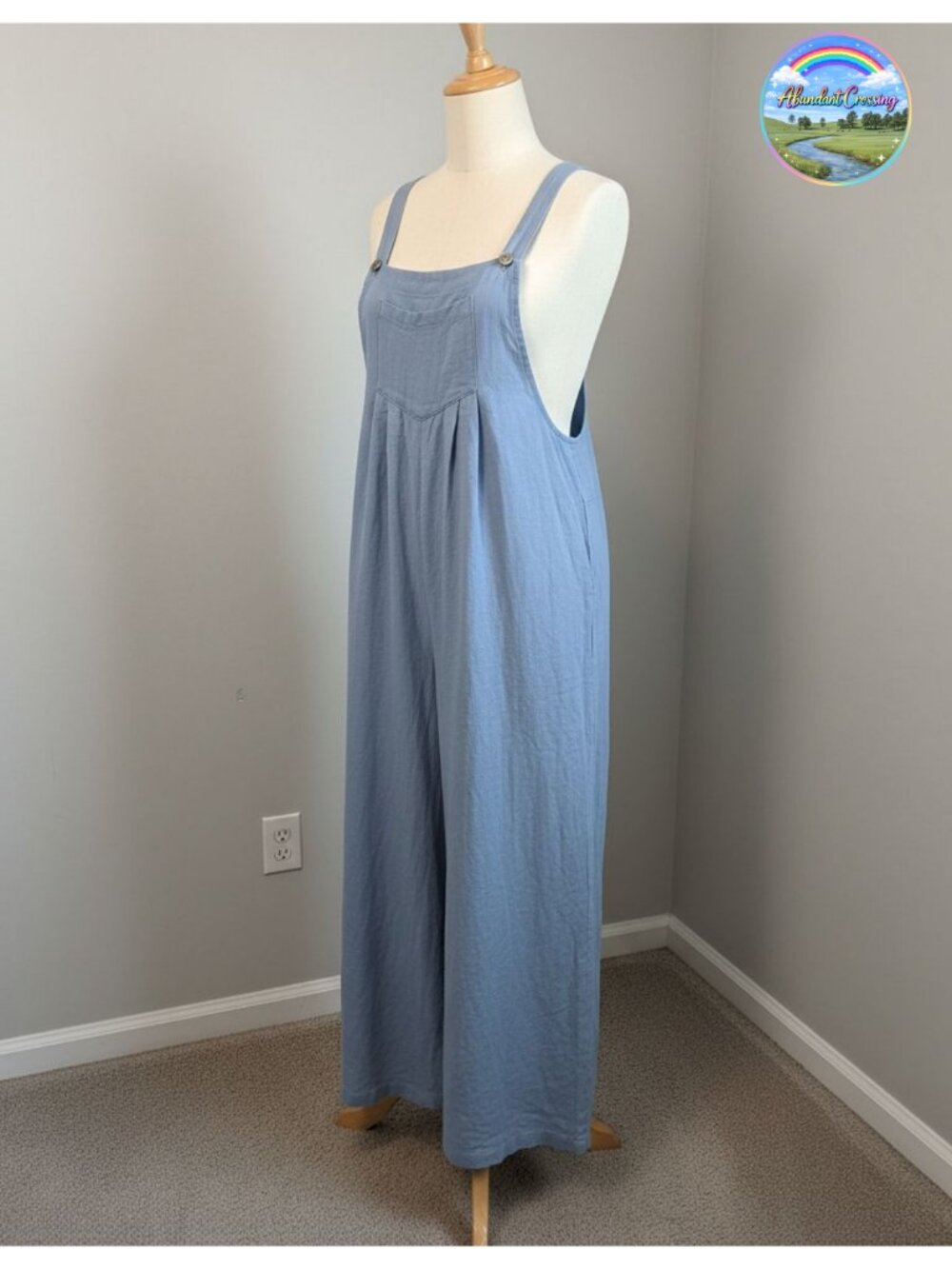 Wide Leg Linen Overalls Women Loose Jumpsuit Romper Button Bib